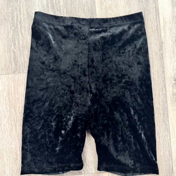 Good Luck Gem Pants - Good Luck Gem Black Velvet Biker Shorts